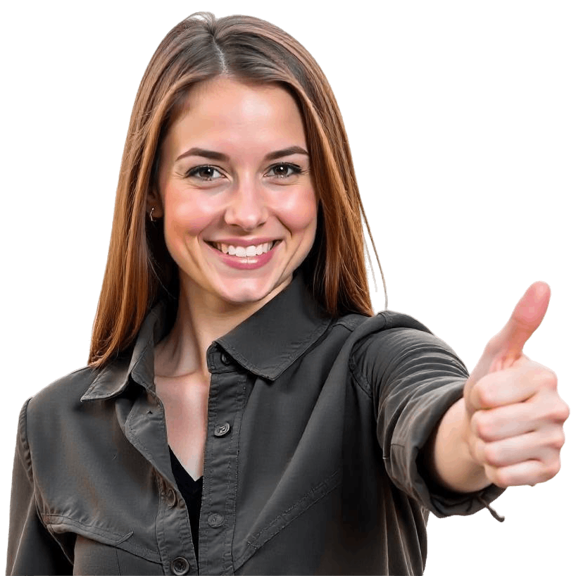 woman giving thumbs up smiling